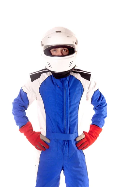 Race Car Pilot Posing Isolated — Stock Photo, Image