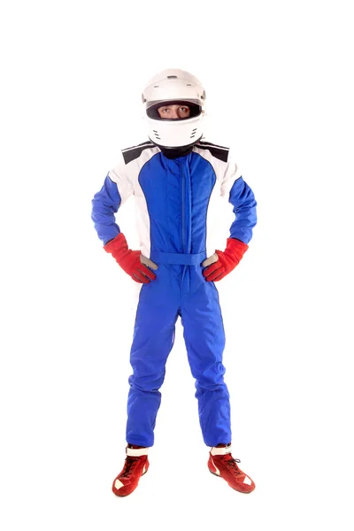 Race Car Pilot Posing Isolated — Stock Photo, Image