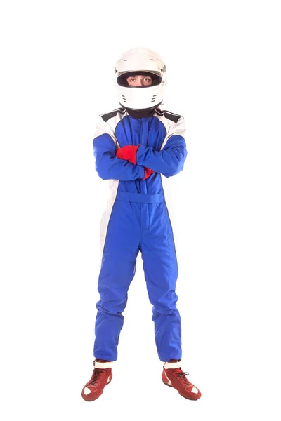 Race Car Pilot Posing Isolated — Stock Photo, Image