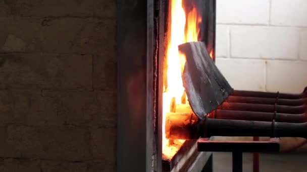 Fuego Forjado Para Quema Hornos Cerámica Porcelana — Vídeos de Stock