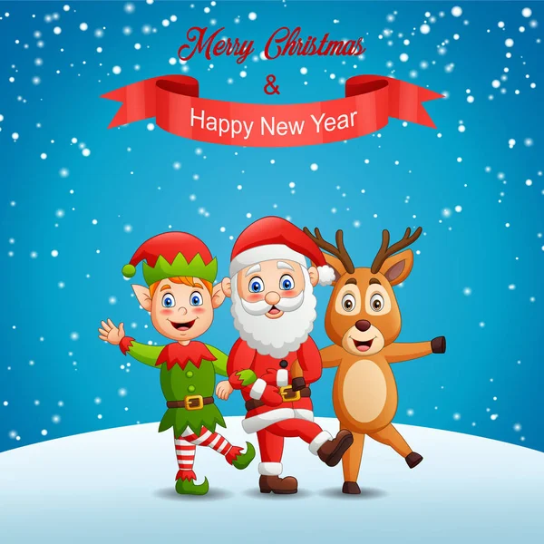 Wesołych Świąt Szczęśliwego Nowego Roku Krajobraz Zimowy Tle Santa Claus Wektory Stockowe bez tantiem