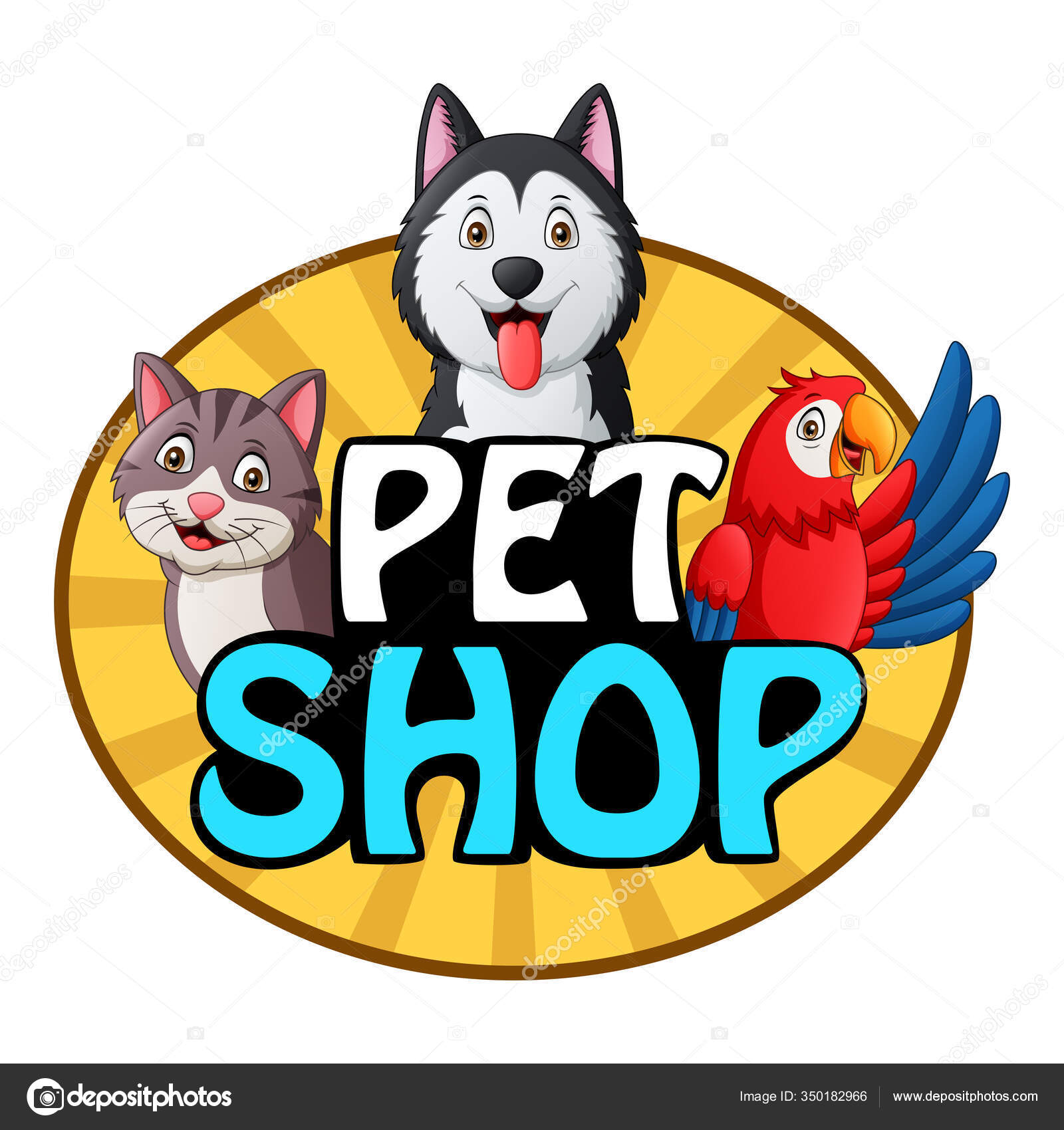 Pets Shop Logo Dog Cat Parrot Vector Illustration Stock Vector Image by  © #350182966