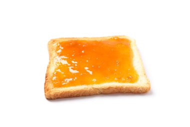 Kayısı reçelli tost beyaz arka planda izole