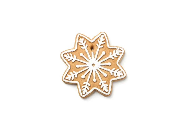 Смачне домашнє різдвяне печиво, сніжинка ізольовано на білому ба — стокове фото