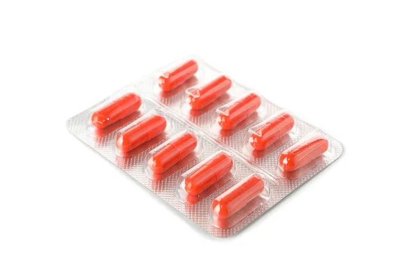 Capsules pill in blister pack isolated on white background — Stock Photo, Image