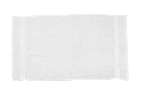 Белое полотенце изолировано на белом фоне, вид сверху — стоковое фото