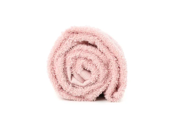 Рожевий рушник ізольований на білому тлі, крупним планом — стокове фото