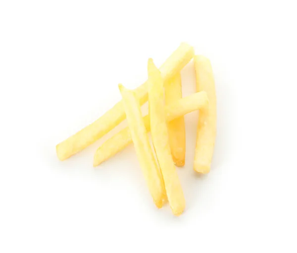 Pilha de saborosas batatas fritas isoladas no fundo branco — Fotografia de Stock