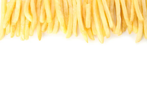 Vlak gelegd met lekkere frietjes geïsoleerd op witte achtergrond, t — Stockfoto
