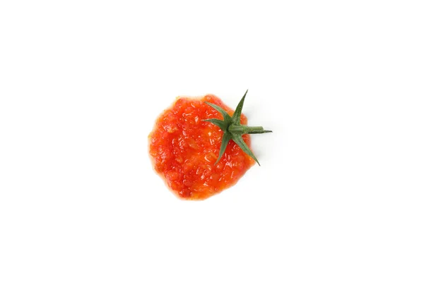 Rote Sauce in Form von Tomaten isoliert auf weißem Hintergrund — Stockfoto