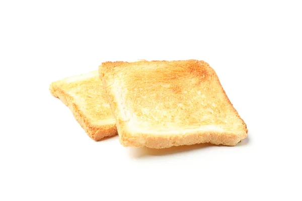 Δύο φέτες ψωμιού απομονωμένες σε λευκό φόντο — Φωτογραφία Αρχείου
