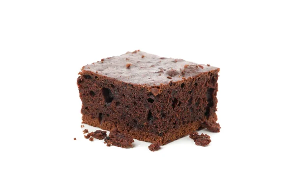 Pyszne ciasto czekoladowe plasterek izolowane na białym tle — Zdjęcie stockowe
