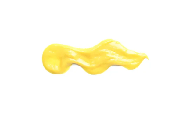 Kaas- of mosterdsaus op witte ondergrond — Stockfoto