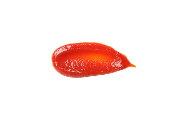Ketchup-Fleck isoliert auf weißem Hintergrund, Draufsicht — Stockfoto