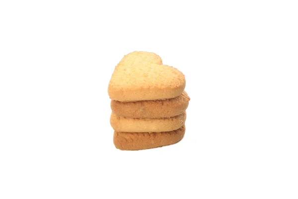 Pilha de biscoitos em forma de coração isolado no fundo branco — Fotografia de Stock
