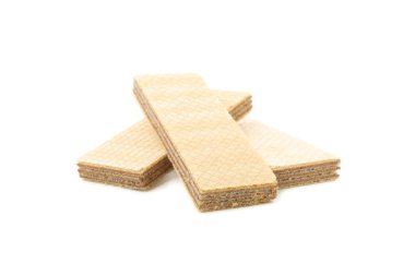 Beyaz arka planda izole edilmiş tatlı gofret bisküvileri