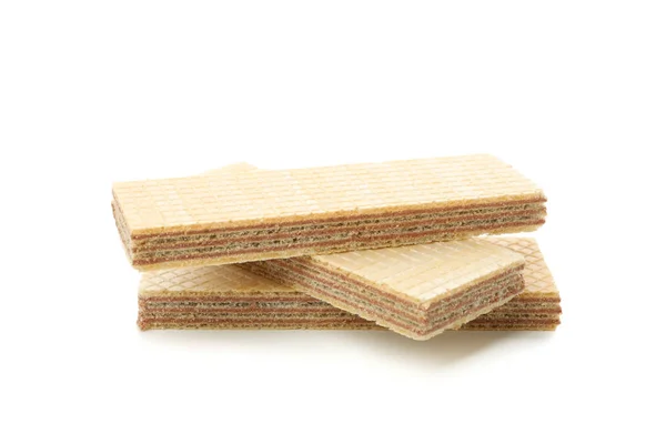 Pilha de biscoitos wafer doce isolado no fundo branco — Fotografia de Stock