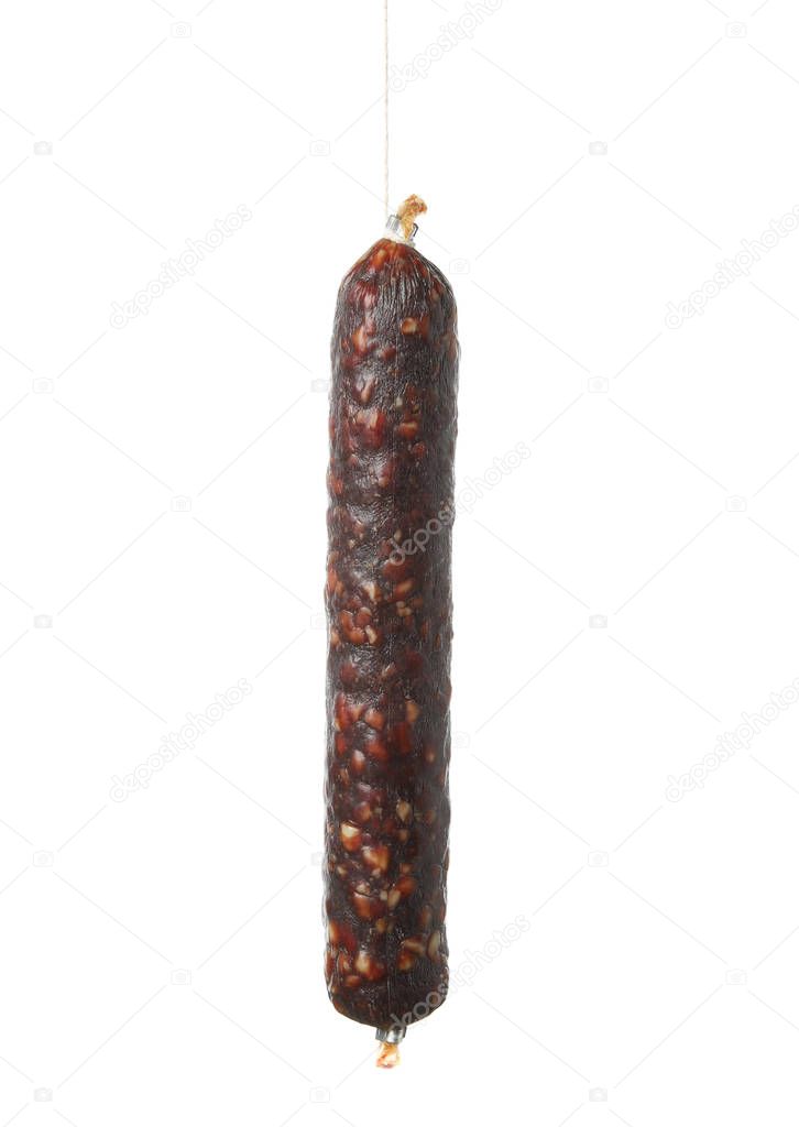 Delicious sausage stick isolated on white background