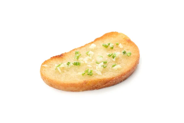 Pão torrado com alho isolado sobre fundo branco — Fotografia de Stock
