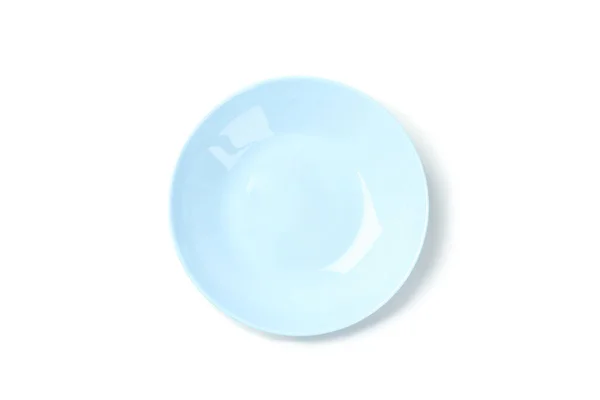 蓝色干净的盘子隔离在白色背景上. 厨房，上菜 — 图库照片
