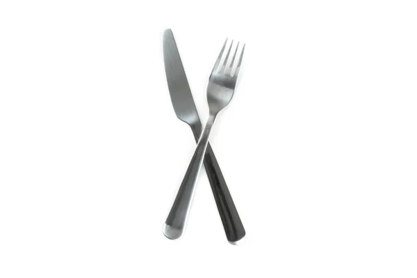 Knife and fork, cutlery isolated on white background. Kitchen, s — Stockfoto