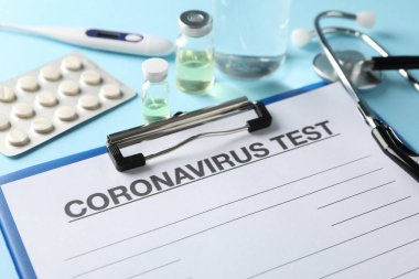 Composition of protective agents against Coronavirus on blue bac