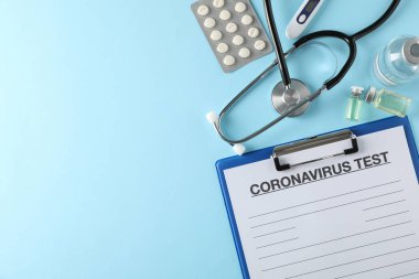 Composition of protective agents against Coronavirus on blue bac