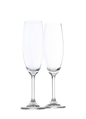 Champagne glasses isolated on white background. Kitchen, serving