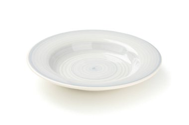 Mavi temiz plaka beyaz arka planda izole edilmiş. Mutfak, servis.