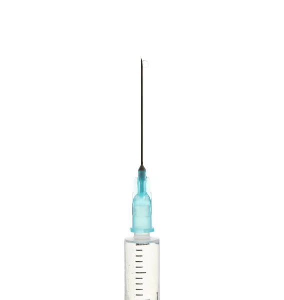 Medical syringe of vaccine, injection isolated on white backgrou — Stock Photo, Image