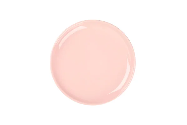 Placa limpa rosa isolada no fundo branco. Cozinha, servindo — Fotografia de Stock