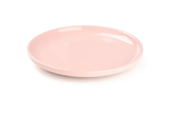 Rosa saubere Platte isoliert auf weißem Hintergrund. Küche, Bedienung — Stockfoto