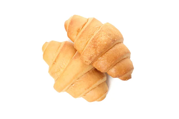 Frisch gebackene Croissants isoliert auf weißem Hintergrund — Stockfoto