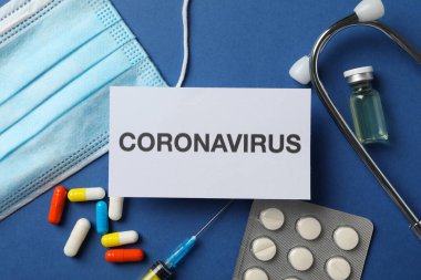Composition of protective agents against Coronavirus on blue bac