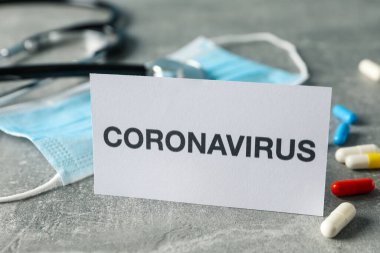 Composition of protective agents against Coronavirus on grey bac