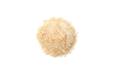 Brown sugar isolated on white background, top view