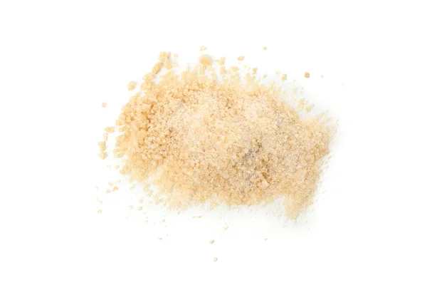 Brown sugar isolated on white background, top view — Stok fotoğraf