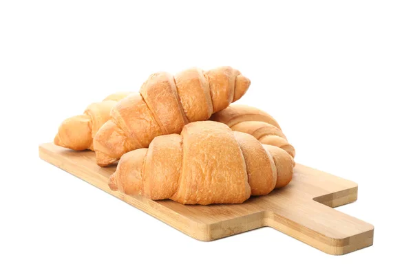 Tabla de cortar con croissants aislados sobre fondo blanco — Foto de Stock
