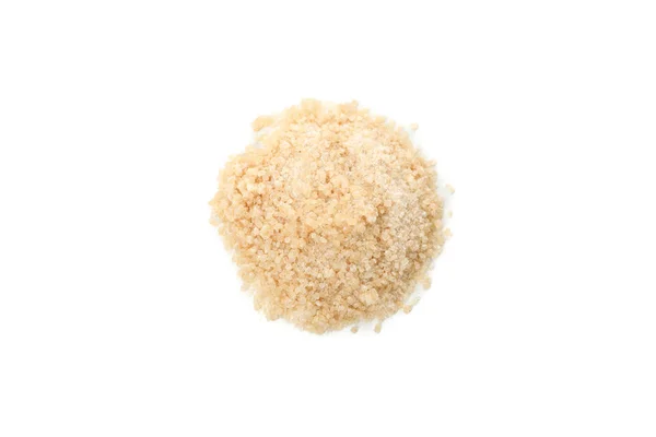 Brown sugar isolated on white background, top view — Stok fotoğraf