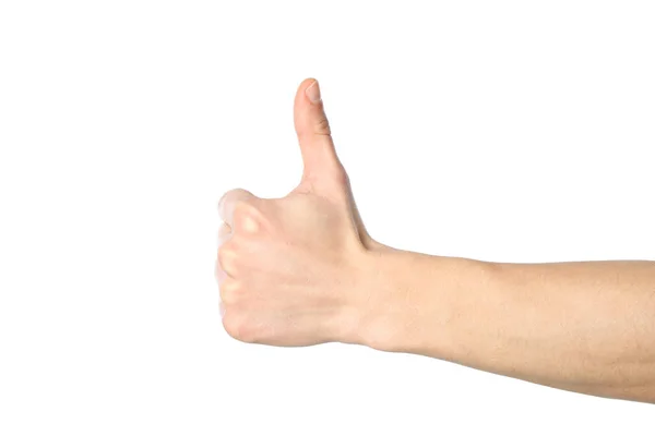Male hand thumb up, isolated on white background Stock Picture
