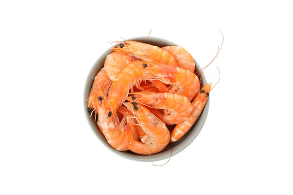Bowl with shrimps isolated on white background — Stock Photo, Image