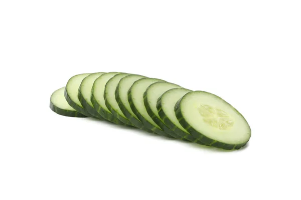 Chopped green cucumber isolated on white background — Stock Photo, Image