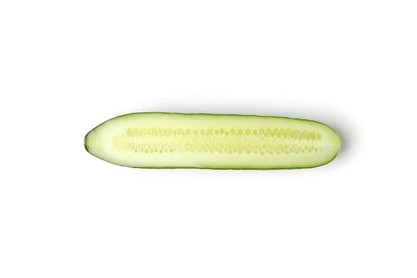 Green cucumber slice isolated on white background — Stock Photo, Image