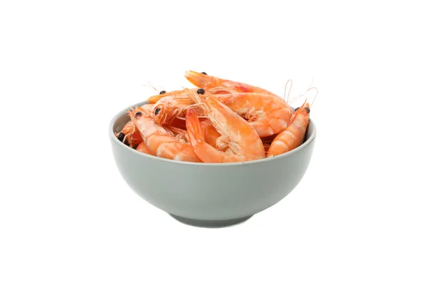 Bowl with shrimps isolated on white background — 스톡 사진