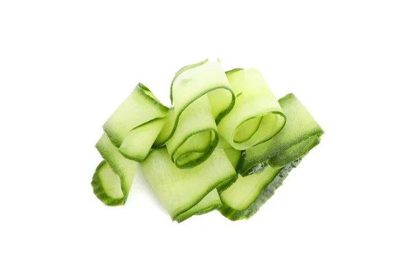 Green cucumber slices isolated on white background — Stock Photo, Image