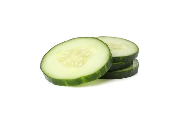 Fresh Cucumber Slices Isolated White Background — Stock Photo, Image