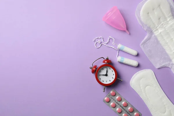 Menstruatie Periode Concept Violette Achtergrond Ruimte Voor Tekst — Stockfoto