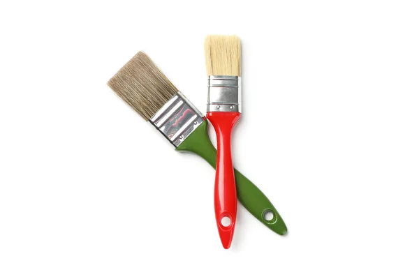 Rote Und Grüne Pinsel Isoliert Auf Weißem Hintergrund — Stockfoto
