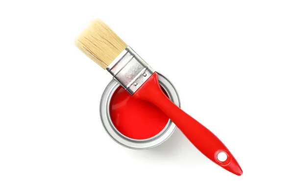 Red Paint Brush Isolated White Background — Stock Photo, Image