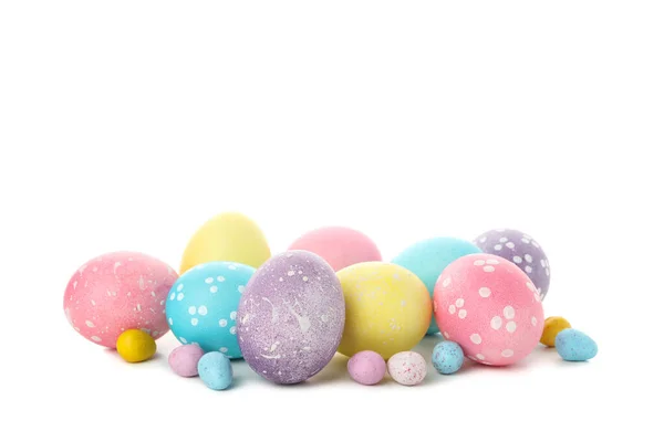 Warna Warni Telur Paskah Diisolasi Pada Latar Belakang Putih — Stok Foto